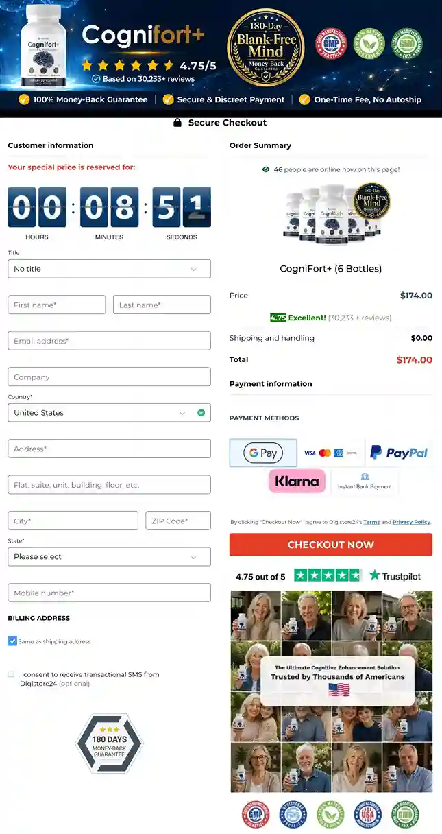 CogniFortPlus Secure Payment - All Major Cards and PayPal Accepted